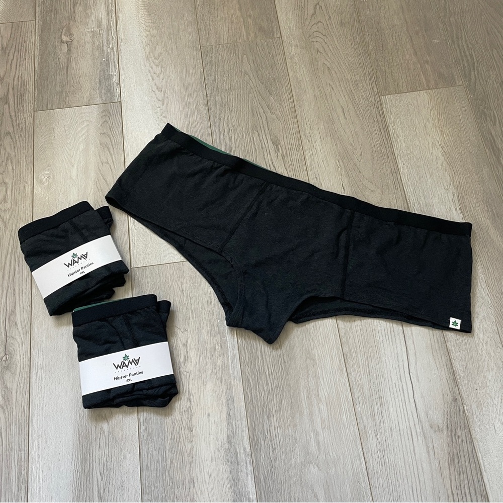 Wama Hipster Panties NWT hemp organic cotton set of 3 womens Black size 4xl
